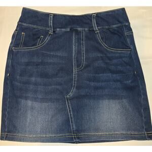 Halara Flex™ Demin High Waisted Pockets Bodycon Mini Washed Denim Casual Skirt S